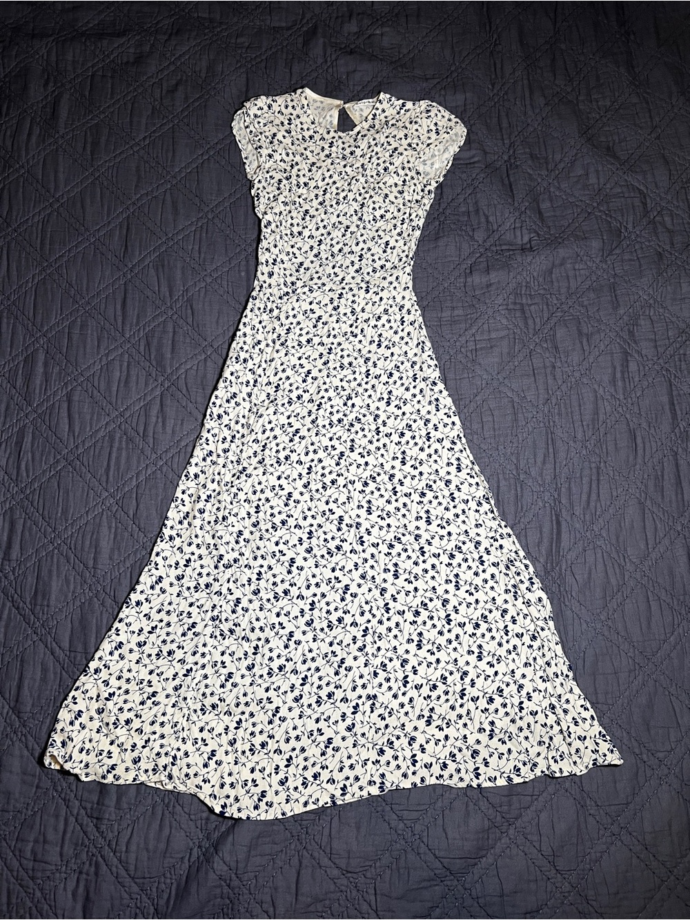 Reformation Blue Floral Dress Open Back Size 0